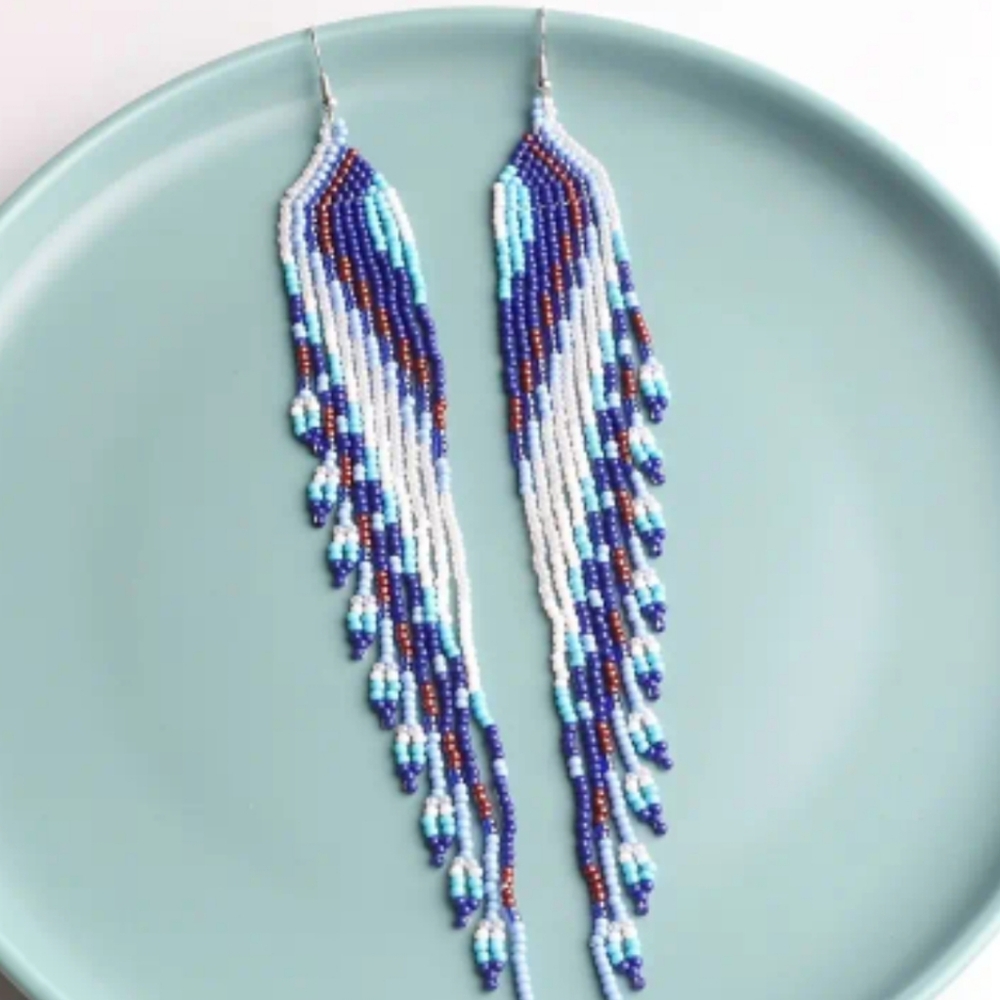 Boho seed bead earrings NWT